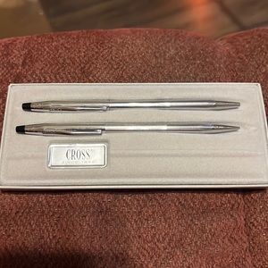 Cross silver pen and pencil set